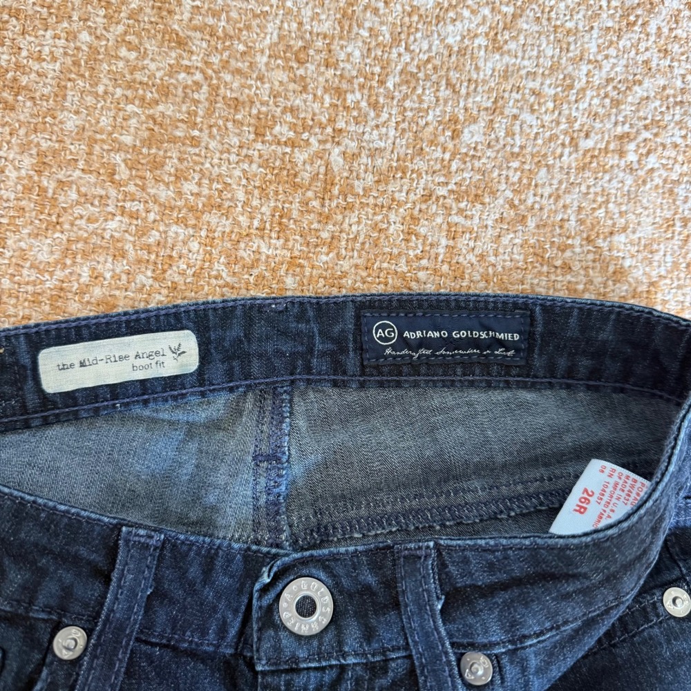 AG Adriano Goldschmied Mid-Rise Angel Bootcut Jeans Dark Wash 26R Chic Denim - Picture 4 of 8